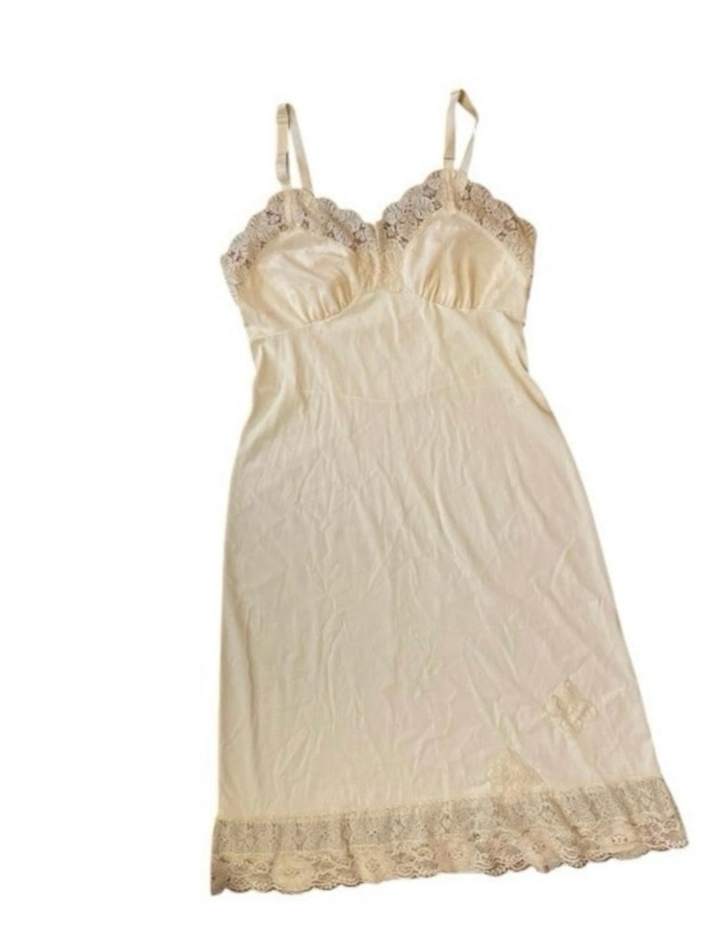 Vintage Lorraine  Lace-Trim Slip Dress in Cream sleepwear